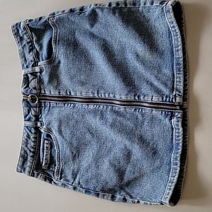 Garage zip front jean skirt